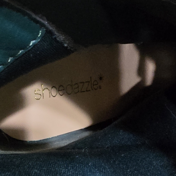 Shoe Dazzle Fifi Green Faux Leather Croc Platform Ankle Booties 8 - Picture 5 of 14